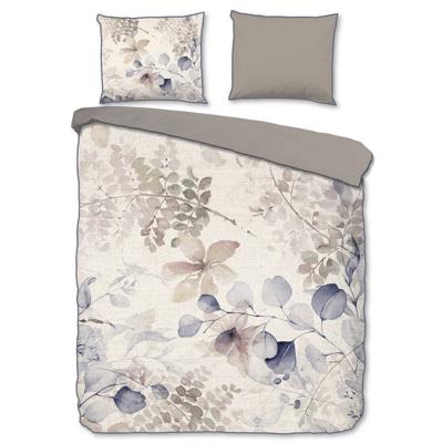 Descanso Dekbedovertrek "bladeren" - Zand - (200x200/220 cm) - Biologisch Katoen satijn