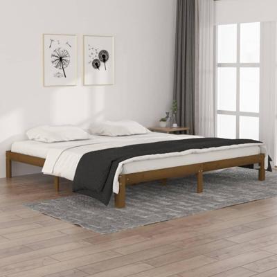 Bedframe massief grenenhout honingbruin 200x200 cm