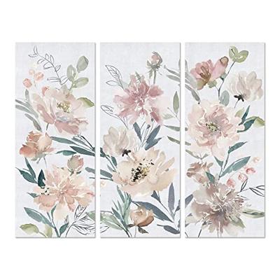 Schilderij DKD Home Decor Blommor 55 x 3 x 135 cm Shabby Chic (3 Onderdelen)