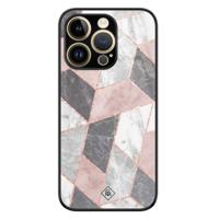 iPhone 14 Pro Max glazen hardcase - Stone grid - thumbnail