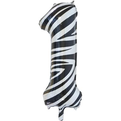 Folieballon Cijfer 1 Zebra (86cm)