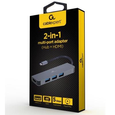 Cablexpert USB-C 2-in-1 multi adapter USB-C dock 2-voudig - 9530502