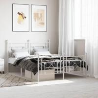 Bedframe met hoofd- en voeteneinde metaal wit 140x200 cm - thumbnail