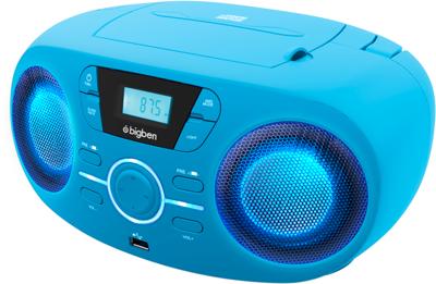 BIGBEN CD61BLUSB Draagbare Radio Cd Usb Blauw + Lichtgevende Luidsprekers