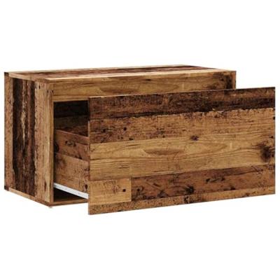 Halbankje 80x40x45 cm bewerkt hout oud houtkleurig - thumbnail