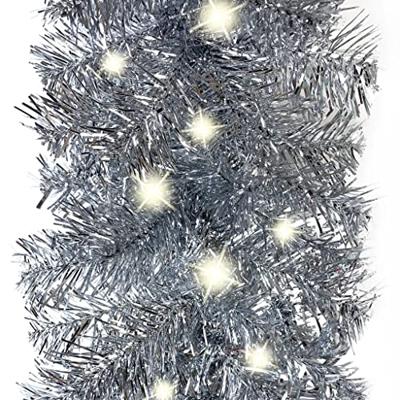 Kerstslinger met LED-lampjes 20 m zilverkleurig