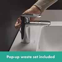 Hansgrohe Wastafelmengkraan Vernis Blend 100 Eengreeps Met Trekwaste Chroom - thumbnail
