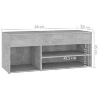 VidaXL Schoenenbank 80x30x45 cm bewerkt hout betongrijs - thumbnail