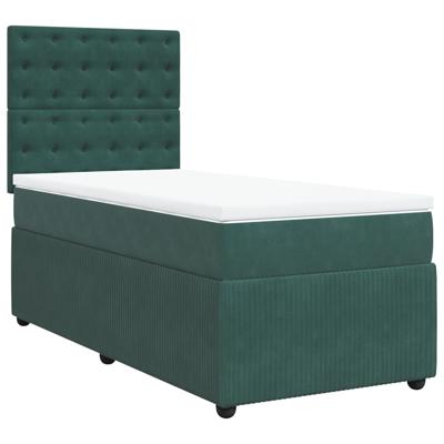 Boxspring met matras fluweel donkergroen 200x200 cm - thumbnail