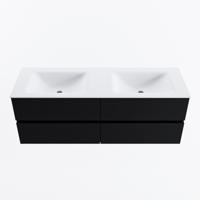 MONDIAZ VICA 140cm badmeubel onderkast Urban 4 lades. Wastafel CLOUD dubbel 2 kraangaten, kleur Talc. - thumbnail