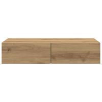 Wandschap met lades 80x33x17 cm bewerkt hout artisanaal eiken - thumbnail