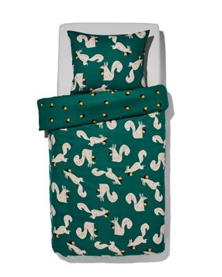 HEMA Kinderdekbedovertrek flanel 140x200 eekhoorn groen (groen)
