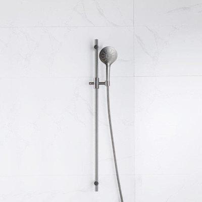 Fortifura Calvi glijstangset met ronde handdouche, metalen doucheslang Geborsteld Gunmetal PVD SW767491/SW799451/SW706207