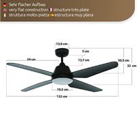 Beacon Plafondventilator met lampAria Led Ø 122cm zwart IP55 - 212998 - thumbnail