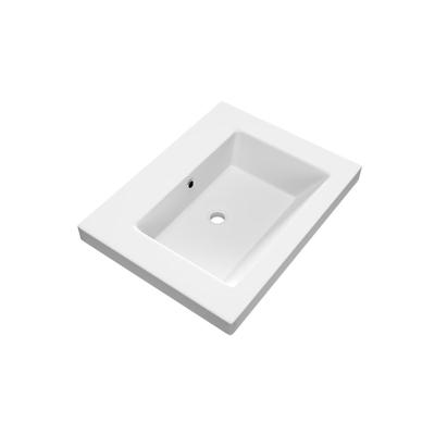 Brauer Solar Medium Wastafel - 60 cm - met 1 Spoelbak en 0 Kraangaten - Mineraalmarmer Mat Wit