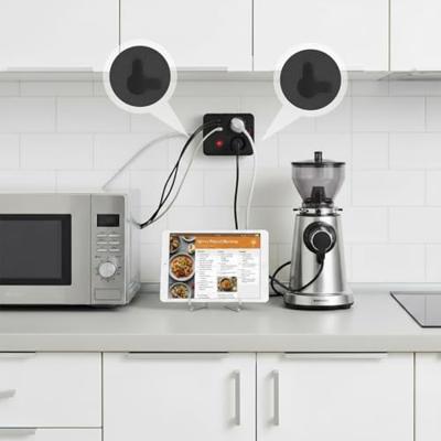 Maclean stekkerdoos, verlengkabel met 2 stopcontacten + 3xUSB, 110-240V AC 50/60Hz, 2,1A max 2500W, 1,5m, zwart, MCE387 B