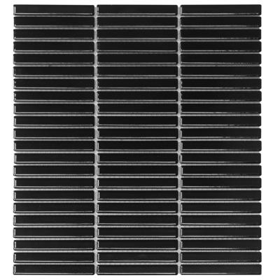 Mozaiek Sevilla Kit-Kat mini&apos;s Zwart Glans 1,2x9,2