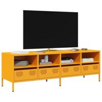 Tv-meubel 135x39x43,5 cm koudgewalst staal mosterdgeel - thumbnail