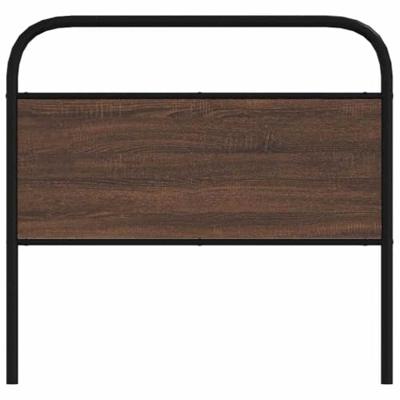 Hoofdbord 90 cm bewerkt hout en staal bruin eikenkleurig Hoofdbord 90 cm bewerkt hout en staal bruin eikenkleurig