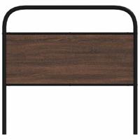 Hoofdbord 90 cm bewerkt hout en staal bruin eikenkleurig - thumbnail