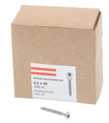 Hoenderdaal Spaanplaatschroef Vz Pk Torx TX25 4.5X40 | 200 stuks - 0206.01.33601
