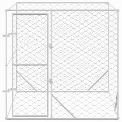 Hondenkennel voor buiten 2x2x2 m gegalvaniseerd staal zilver - thumbnail