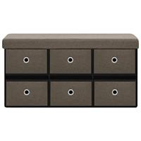 Opbergbank inklapbaar 76x38x38 cm kunstlinnen bruin - thumbnail