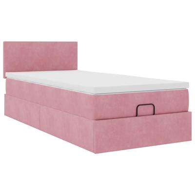 Ottoman bed met matras 180x200 cm fluweel roze