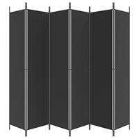 Kamerscherm met 6 panelen 300x220 cm stof zwart - thumbnail
