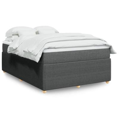 Boxspring met matras stof donkergrijs 140x190 cm