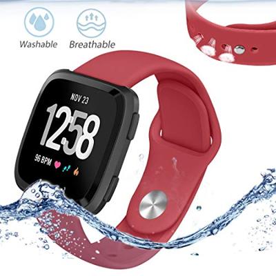 Fitbit Versa 1 / 2 & Lite siliconen bandje - Maat: Large - Rood Fitbit Versa 1 / 2 & Lite siliconen bandje - Maat: Large - Rood