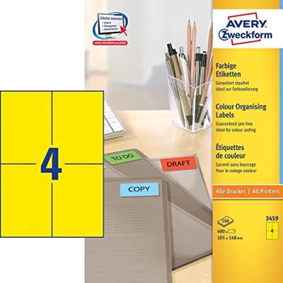 Etiket avery 3459 105x148mm a6 geel 400st | 5 stuks
