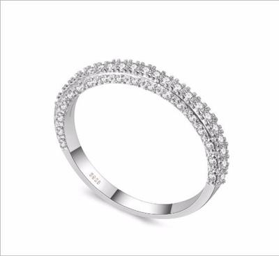 Dubbele rij voor Vrouwenmode Cubic Zirconia bruiloft verlovingsring Ringmaat: 7 (wit goud adjunct-ring)