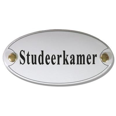 Emaille deurbord ovaal Studeerkamer