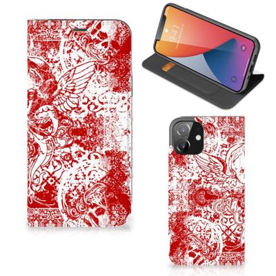 Mobiel BookCase iPhone 12 | iPhone 12 Pro Angel Skull Rood Mobiel BookCase iPhone 12 | iPhone 12 Pro Angel Skull Rood