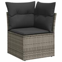 6-delige Loungeset met kussens poly rattan grijs - thumbnail