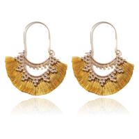 Deja Jewels Bohemian Goudkleurige Oorbellen met Gele Franje Waaierhangers - thumbnail