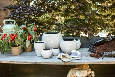 Vaas bol Rib 29x25 Zwart Capi Europe - Capi europe