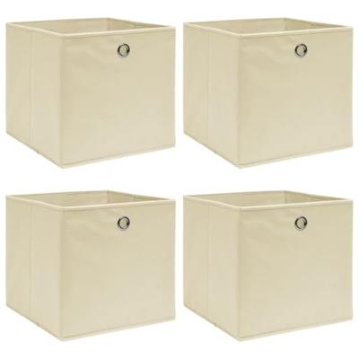 VidaXL Opbergboxen 4 st 32x32x32 cm stof crèmekleurig VidaXL Opbergboxen 4 st 32x32x32 cm stof crèmekleurig