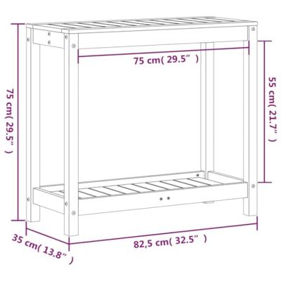 VidaXL Oppottafel met schap 82,5x35x75 cm massief douglashout