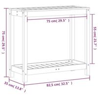 VidaXL Oppottafel met schap 82,5x35x75 cm massief grenenhout wit - thumbnail