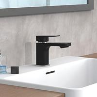 Wastafelkraan Schutte Raven Mengkraan Eéngreeps Chroom Zwart Met Click Waste - thumbnail