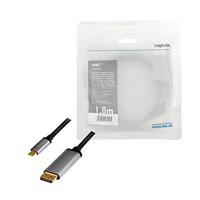 LogiLink CUA0100 - USB 3.2 Gen 1-DisplayPort aansluitkabel 4K/60 Hz, aluminium, zwart/grijs, 1,8 m - thumbnail