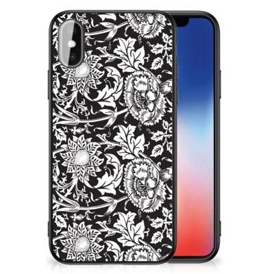 iPhone X | Xs Bloemen Hoesje Black Flowers