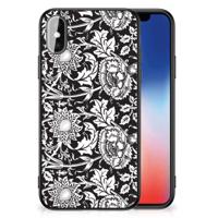 iPhone X | Xs Bloemen Hoesje Black Flowers - thumbnail