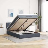 Ottoman bed met matras 140x190cm fluweel donkergrijs - thumbnail