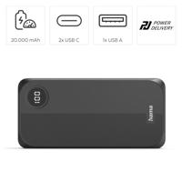 Hama Power Pack 20.000mAh 3 Uitgangen: 2X USB-C 1X USB-A Powerbank Zwart - thumbnail