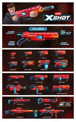 Dart Launcher - ZURU - X-SHOT Kaliber - Draaibare Loop - Bereik 27m - Inclusief 16 Darts Dart Launcher - ZURU - X-SHOT Kaliber - Draaibare Loop - Bereik 27m - Inclusief 16 Darts