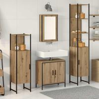 Badkamermeubelset met plank met opslag 4 pcs Bruin Bewerkt hout - thumbnail