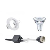 LED Spot Set - GU10 Fitting - Inbouw Rond - Mat Wit - Kantelbaar Ø83mm - Philips - CorePro 840 36D - 4W - Natuurlijk Wit 4000K - Dimbaar - thumbnail